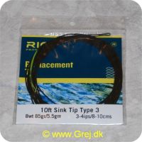 730884201834 - Rio type 3 Sink Tip - 3m - 8wt - 5.5g - 7.62-10.16cm/s - Brun/gul loop
