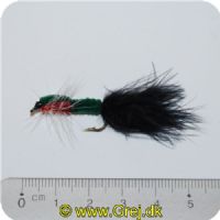 MS016 - Nymphs - Str. 8 LONG - Sort/grøn/rød med hvide børstehår Montana crawlers