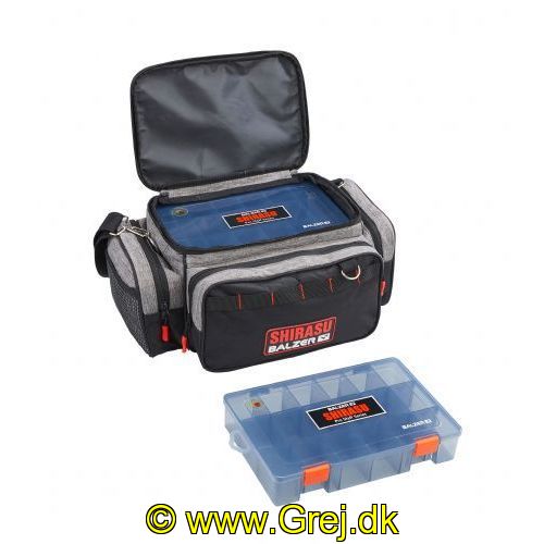 4005652854304 - Shirasu Organizer - Farve:Sort - 001 1936 006<br>Organizer bags, equipped with 2 Shirasu tackle boxes. Optionally, each bag can be retrofitted with another box (sold separately). The bags made of high-quality 600D nylon all have 3 additional outer pockets and a waterproof, washable PVC bottom. The lids of the
boxes are UV-protected so that the contents do not fade even in strong sunlight. Material: 80% Nylon, 10% PVC, 10% Polyester. Can be retrofitted with Shirasu box Art. 1 19360/200.