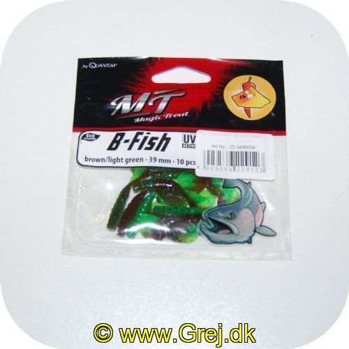 4029569229123 - Magic Trout B-Fish - brown/light green (brun/lysegrøn) - 39mm - 10 stk - Duft: Ost og Chili