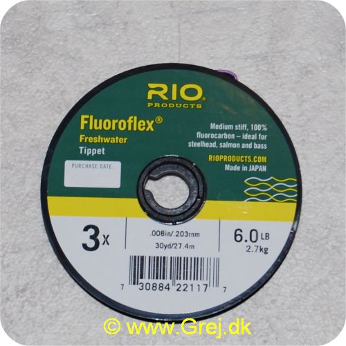 730884221177 - Rio Fluoroflex Freshwater tippet - 3X -0.20mm - 2.7kg - 27.4m - 100% fluor carbon - Klar - Ideel til trout. steelhead og salmon