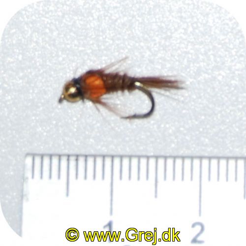 GU0012 - Enkeltkrog - Str. 14 - brun / orange  krop - goldhead - og brun hale - brunt hackel 