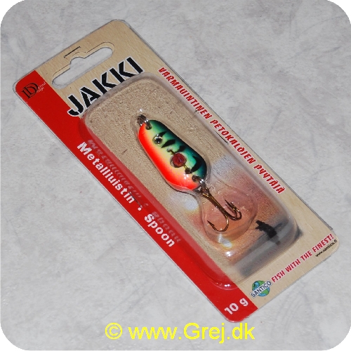JAK963 - JAKKI Saurus ske blink - 10g - Orange/gul/blågrøn med perle - Finsk