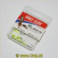 047708728553 - JIGS & LURES - NON-LEAD GREEN CHARTREUSE SINGLE WHITE EYE BALL HEAD JIG WITH BARB 1/32OZ - Model:NLJB03-132 - Enheder per pak