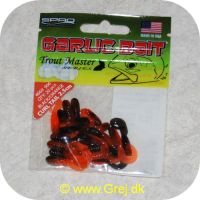 8716851249711 - Garlic Bait jighaler 2.5 cm - Curl Tail - 20 stk - Sort/Orange