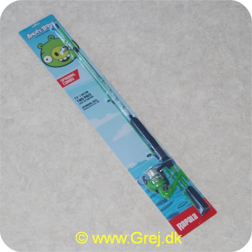 022677224411 - Angry Birds spinnesæt - 5.6 fod  - 3-18 gram - todelt - grøn - Med line