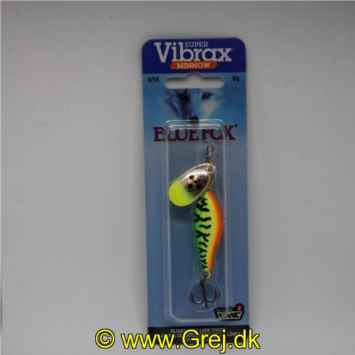 027752019500 - Minnow Super Vibrax - Sølv/Gul spinneblad med fisk efter (Sort/grøn/gul/orange)