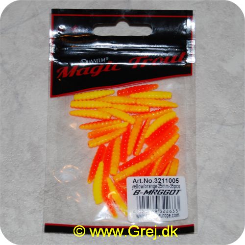 4029569322633 - Zebco Magic Trout B-Maggot  (maddiker) - 25mm - 35 stk - Gul/orange