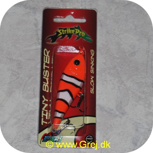 4712702093575 - StrikePro tiny Buster wobler - 10,3g/6,8cm - Orange/hvid/sort (Nemo) - Med 2 ownerkroge - Langsom synkende
