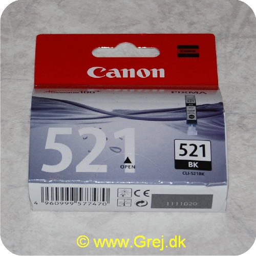 4960999577470 - Canon Pixma - CLI-521BK Black Blækpatron. Passer til flere forskellige modeller.