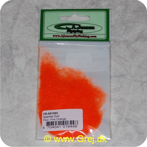 5704041018448 - Sparkle Dub - Fluo. Fire Orange - Til alle typer af fluer - Har et naturligt skin, grundet kantede fibre - Til nymfer, tørfluer, kystfluer og laksefluer