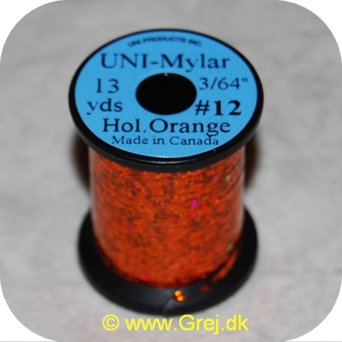 5704041101614 - UNI Mylar Flat Tinsel Holo Orange - 13 yards - # 12 - Ekstra stærk tinsel - Holografisk Orange