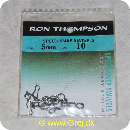5706301621443 - Ron Thompson Speed Snap Swivel str. 5mm - 10 stk - Kraftig snap swivel med solid låsesystem som egner sig godt til sø-og havfiskeri