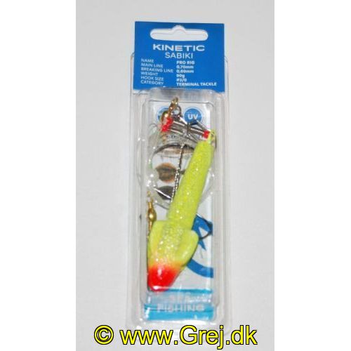 5707461356800 - Sabiki Pro Rig Fladfisk 90g med perler og ankerlod - Farve: Yellow Glitter/Red Target - Krogstr.: 2/0 - Main Line: 0.70mm - Braking line: 0,60mm