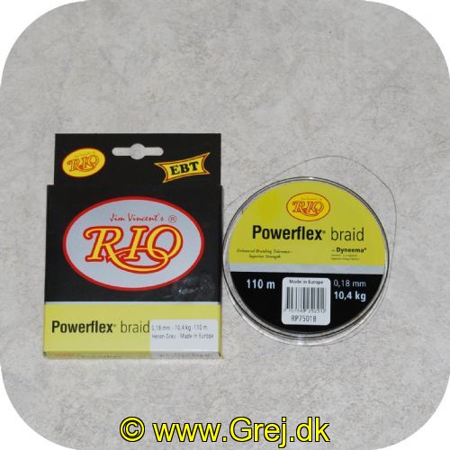 5707549252512 - Rio Powerflex braid - 0,18mm - 10,4 kg - 110 meter - heron grå