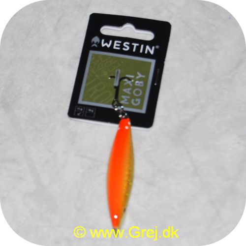 5707549318386 - Westin Maxi Goby 13 gram/6 cm - Synkende - GFR - Orange/guld/hvid - ABS plastic - Dobbelte springringe - Ultra sonic raslekugler - #5 VMC 9649BN trekrog 
        