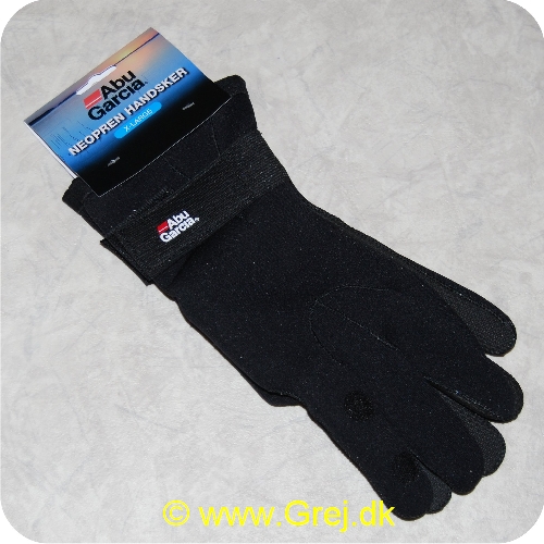 5711044127770 - Abu Garcia Neopren handsker - str. XL - Sorte - Tommel og pegefinger kan frigøres. så du kan mærke linen m. m. - Velcrobånd ved håndleddet