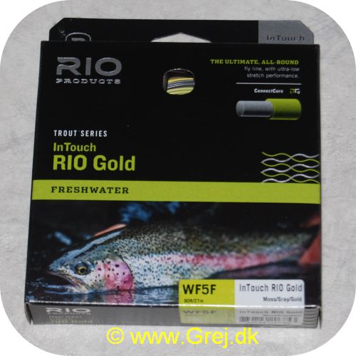 730884206853 - In Touch Rio Gold WF5F - 90ft/27.4m - Moss/gray/gold - Den ultimative all-round flueline med ultra lav stretch performance for mere præcise kast - Hovedlængde: 14 meter - Flydende