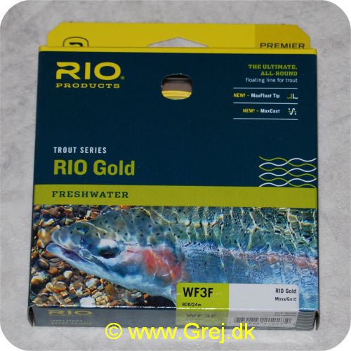 730884212274 - Rio Gold WF3 Floating - Hovedlængde: 13.7m - Hovedvægt: 10.6g - Moss/Gold - Rio Gold er den ultimative all-round flydende line for freskvandsfiskere