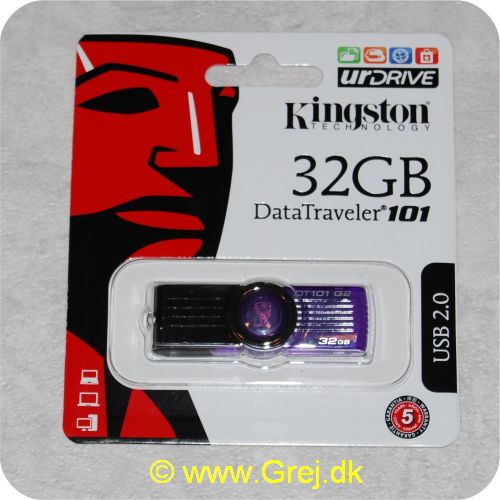 740617169850 - Kingston DataTraveler 101 - 32 GB - USB 2.0 <BR>USB stick på 32GB lige til at tage med over alt