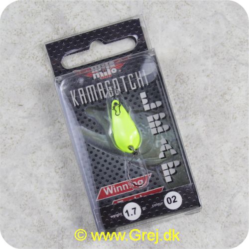 758LF0017B2 - Milo Kamagotchi Leaf - Chartreuse Skeblink 1.7g - monteret med Carbon enkeltkrog
