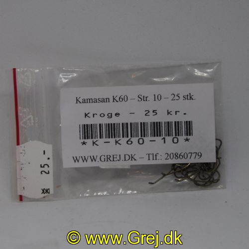 K-K60-10 - Pose med 25 stk K60 Kamasan ormekroge i str. 10