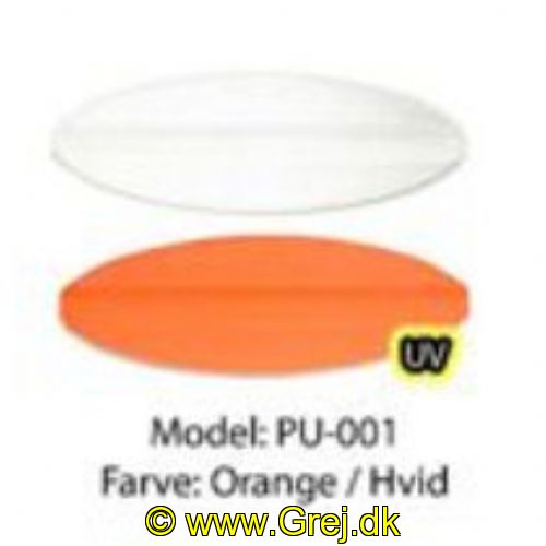 PU001 - Præsten - 4.5 gram - Orange/Hvid
<BR>
Præsten UL er et ultra let gennemløbsblink på 4.5 gram. Form. bæreflade og vægten gør at den vugger igennem vandet.