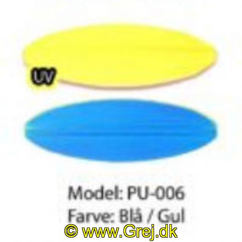 PU006 - Præsten - 4.5 gram - Blå/Gul
<BR>
Præsten UL er et ultra let gennemløbsblink på 4.5 gram. Form. bæreflade og vægten gør at den vugger igennem vandet.