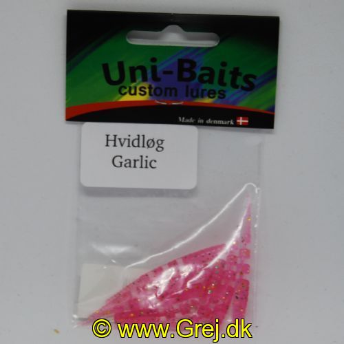 UN0601G - Uni-baits gummidyr. med en livlige og lokkende gang i vandet 7 stk Farve : Pink med Sølv Sort - Duft Hvidløg 
kan bruges som buster til micro blink