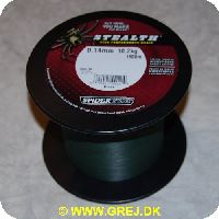 022021552214 - SpiderWIRE Stealth Braid - 0.14mm - 10.2 kg - Grøn - Pris pr. meter 1 kr