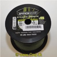 022021663507X - SpiderWIRE Stealth Smooth - Fletline X8 0,29 mm - 26,4 kg - Moss Green - Pris pr. meter - Vælg meter