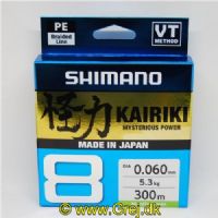 022255229791 - Shimano Kairiki SX8 0.06mm - Brudstyrke:5,3 kg - 300 meter - Mantis Green