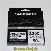 022255245487 - Shimano Yasei Fluorocarbon 50m - 100% Fluorocarbon af højeste kvalitet - 0.20mm/3,05kg