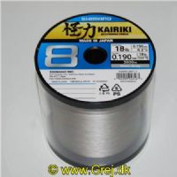 022255246163 - Shimano Kairiki SX8 0.19mm - Farve: Steel Grey - Brudstyrke:12kg<BR>
Dette er en glat og støjfri line som er virkelig god til UL fiskeriet.<BR>
Vælg antal meter