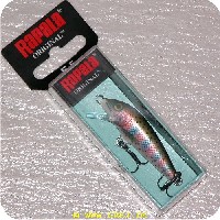 022677000220 - Rapala orginal<LI>Org. navn Rainbow Trout<LI>Farve - Mørkegrøn/Hvid med Regnbue effekt og sorte prikker.<LI>Arbejdsdybde 0 - 2.3 meter<LI>Længde 5 cm - Vægt 3 gram