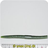 02267719745X - Flutter Worm - 10cm - Baby Bass (Grøn med sorte nister)1stk