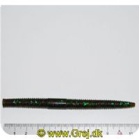 02267719748X - Flutter Worm - 10cm - Esmerald Oil (Gul med nister)1stk