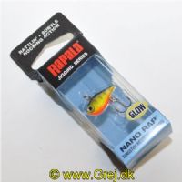 022677372860 - Rapala Jigging Series - Nano Rap - Glow Hot Perch (GHP) - 2cm/1,6g - Arbejdsdybde: Variabel