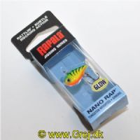 022677372914 - Rapala Jigging Series - Nano Rap - Glow Tiger (GT) - 2cm/1,6g - Arbejdsdybde: Variabel