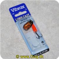 027752133619 - Vibrax 2 / 7g - Long Cast-Sort blad med kobber baggrund og røde plet - Ora. krop