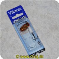 027752133640 - Vibrax 2 / 7g - Long Cast-Rød blad med sølv baggrund og gule pletter - Hvid krop