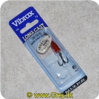 027752133657 - Vibrax 2 / 7g - Long Cast - Hvid blad med gyldne flammer - Rød krop