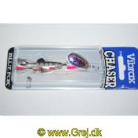 027752135811 - Chaser Vibrax - Sølv/Blå/Pink blad med sorte prikker og gummifisk - Sort/Sølv