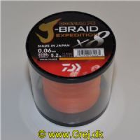 043178184165 - Coating J-Braid Expedition x8 fletline - 0,06mm - Brudstyrke:5,2kg.-Farve:Orange - Vælg antal meter 