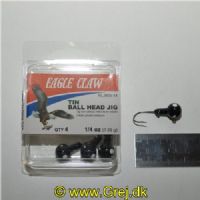 047708728485 - JIGS & LURES - NON-LEAD BLACK SINGLE WHITE EYE BALL HEAD JIG WITH BARB 1/4OZ - Model:NLJB05-14 - Enheder per pakke: 4