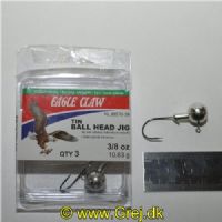 047708729017 - JIGS & LURES - NON-LEAD UNPAINTED BALL HEAD JIG WITH BARB 3/8OZ - Model:NLJB570-38 - Enheder per pakke: 3