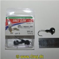 047708729031 - JIGS & LURES - NON-LEAD BLACK SINGLE WHITE EYE BALL HEAD JIG WITH BARB 3/8OZ - Model:NLJB05-38 - Enheder per pakke: 3