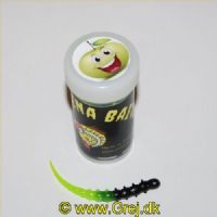 12630001SC - Serrena Baits - Model: Buffy - Worm - 10 stk. - Duft: Æble - Farve: Sort/Chartreuse