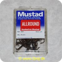 1712300 - Mustad Allround trekrog str. 3/0 - 25 stk - Bruneret