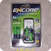 3760114160164 - 4 genopladelige batterier af typen AA med lader - 1.2 volt. (=1.5 volt alm.)